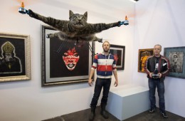 The Orvillecopter by Dutch artist Jansen flies in a gallery as part of the KunstRAI art festival in Amsterdam