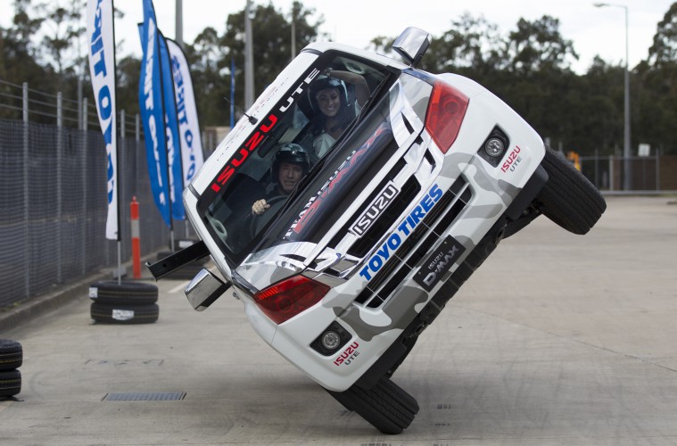 Ebru Dallikavak on two wheels with Team D-MAX stunt man Dave Shannon at ...